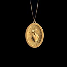 Elevate your faith with our gold Sacred Heart Pendant. This solid gold necklace showcases exquisite craftsmanship, symbolizing love and devotion in the Catholic tradition. The 14 karat gold Sacred Heart pendant is more than just jewelry; it's a fine representation of faith and spirituality, also available in 18k yellow gold. PENDANT INFORMATIONThis pendant is made of real, solid gold.• Made in USA• Material: 14k or 18k solid gold• Finish: polished• Height: 1.25" (32 mm) x Width: 0.84" (21 mm)• P Sacred Heart Pendant, Sacred Heart Necklace, Catholic Jewelry, Solid Gold Necklace, Egyptian Jewelry, Solid Gold Chains, White Gold Chains, Box Making, Yellow Gold Pendants