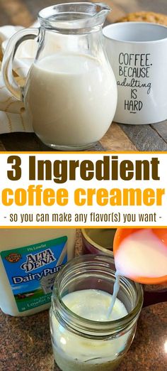 three ingredients to make coffee creamer