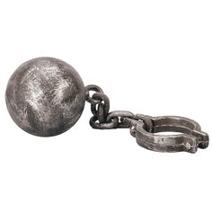 a metal ball and chain on a white background