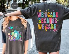 Nous Avons Peur Parce Que Nous Nous Soucions, Monster Inc T-shirt Deux Côtés Oversized Disney Shirt Outfit, Pixar Shirts, We Scare Because We Care, Monsters Inc Shirt, Storybook Character Costumes, Colorful Closet, Disney Cricut, Kids Disney Shirts, Disney Birthday Shirt