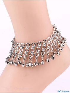 OrcaJump - Silver Geometric Alloy Anklet - Perfect for European Vacation or Daily Gift for Women Adjustable Metal Anklets For Festivals, Metal Anklets For Festival, European Holiday, Daily Gift, European Vacation, Ankle Bracelet, Holiday Jewelry, Ankle Bracelets, Gift For Women