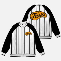 Baseball Furies - The Warriors Gang | Raglan Baseball Jacket B&W