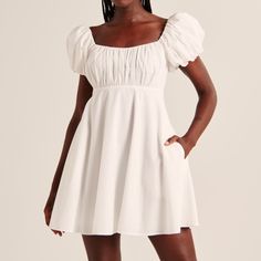 Beautiful Puff Sleeves. Skort Dress, Abercrombie And Fitch Dresses, Puff Sleeve Mini Dress, Puff Sleeve Dress, Mini Slip Dress, Short Sleeve Mini Dress, Mini Sweater Dress, Abercrombie And Fitch, Ribbed Dresses