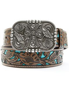 Country Belts, Leather Tooling Patterns, Tattoo Quotes For Women, Tooling Patterns, Boot Barn, Western Wear Outfits, Western Belt Buckles, Western Women, Turquoise Leather