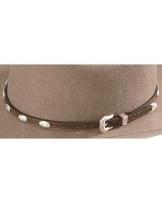 Concho Embellished Leather Hat Band Western Concho Hat Bands For Country Events, Western Concho Hat Bands For Rodeo, Adjustable Country Hat Bands For Riding, Country Style Concho Hat Band For Rodeo, Adjustable Western Hat Band With Concho, Adjustable Western Concho Hat Bands, Adjustable Concho Western Hat Bands, Silver Western Hat For Western-themed Events, Western Silver Hats For Western-themed Events