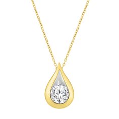 This elegant lab grown diamond tear drop pendant dazzles with a 1/2-carat round brilliant cut center stone that sparkles and shines in a classic 14K yellow gold setting. | 1/2 ct. tw. Lab Grown Diamond Tear Drop Pendant Necklace | 14K Yellow Gold | Size 18" | Helzberg Lab Grown Diamonds Fine Jewelry Pendant, Diamonds Collection, Tear Drop Pendant, Pendant Designs, Solitaire Diamond Pendant, Diamond Pendants Designs, Helzberg Diamonds, Diamond Pendants, Family Jewels