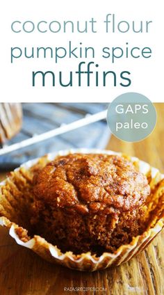 coconut flour pumpkin spice muffins with text overlay