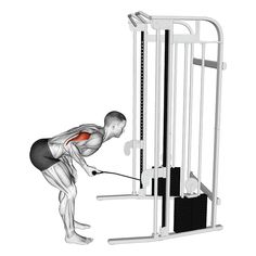 a man is doing squats on a pull up machine