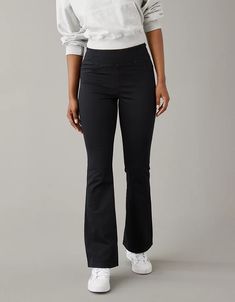 AE Next Level Pull-On High-Waisted Kick Bootcut Pant Stretch High Rise Pull-on Pants, High Rise Pants With Elastic Waistband And Comfort Stretch, Stretch Jeans With Hip Pockets For Fall, Fitted Denim Bottoms With Elastic Waistband, Straight Leg Stretch Jeans With Elastic Waistband, High Rise Stretch Jeans With Hip Pockets, Stretch Cotton Jeans With Elastic Waistband, Stretch Cotton Jeans With Hip Pockets, Stretch Straight Leg Jeans With Elastic Waistband