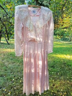 "This sweet vintage dress is by Milanzo, size 7.  It's 47\" long, 18\" across chest, 13\" across the waist (with stretch) and 17\" from underarm to wrist.  This dress is just stunning and is so well preserved for its age." Vintage V-neck Wedding Dress, Vintage Victorian Dress For Spring Formal, Spring Vintage Victorian Dress For Formal Occasions, Fitted Long Sleeve Victorian Dress In Vintage Style, Feminine Fitted Victorian Daywear Dress, Fitted Long Sleeve Vintage Victorian Dress, Spring Formal Vintage Victorian Dress, Feminine Fitted Victorian Dress For Daywear, Fitted Long Sleeve Victorian Vintage Dress