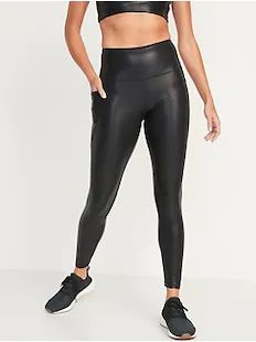 Women's Workout Pants & Leggings | Old Navy Bump Friendly Fitted Leggings, Casual High Rise Activewear With Contoured Waistband, Fitted Bump Friendly Leggings, Casual High Rise Moisture-wicking Pants, Versatile Fitted Leggings With Pockets, Athleisure Workout Bottoms Bump Friendly, Workout Leggings With Pockets For Fall, Fall Workout Leggings With Pockets, Workout Mid-rise Leggings With Pockets