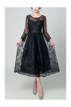 10% off now! black lace illusion long sleeved midi party dress online. Sheprom offers formal, party, casual & more style dresses to fit your special occasions. Black Lace Dress Styles, Elegant Long Sleeve Dresses With Illusion Neckline, Long Sleeve Evening Dress With Illusion Neckline, Party Lace Dress With Sheer Bodice, Party Knee-length Midi Dress With Lace Bodice, Party Midi Dress With Lace Bodice, Knee-length, Knee-length Midi Dress With Lace Bodice For Party, Long Sleeve Lace Evening Dress With Sheer Sleeves, Long Sleeve Evening Dress With Sheer Sleeves