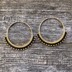 Beaded Hoop Earrings 14K Gold Filled Hoops Black & Gold LG Handwoven Seed Bead Brick Stitch Beaded Hoops - Etsy Handmade Black Beaded Small Hoop Earrings, Adjustable Hoop Earrings With Black Beads, Handmade Black Hoop Jewelry, Small Black Hoop Earrings For Jewelry Making, Adjustable Black Beaded Hoop Jewelry, Adjustable Black Beaded Hoop Earrings, Handmade Black Hoop Earrings For Festival, Black Beaded Hoop Earrings, Seed Bead Brick Stitch