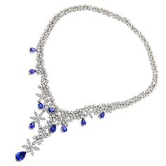 Designer Jewelry collection: This Diamond Tanzanite Chandelier Necklace in 18K Gold from our Luccello Jewelry collection is a very uniquely designed diamond necklace, weighs approximately 53 grams, featuring 11.13 carats of dazzling round diamonds and 9.66 carats of deep blue tanzanites, this luxurious diamond tanzanite necklace is simply irresistible. Chandelier Necklace, Designers Jewelry Collection, Tanzanite Necklace, Amazon Top, Nice Jewelry, Big Diamond, Independent Consultant, My Team, Paparazzi Jewelry