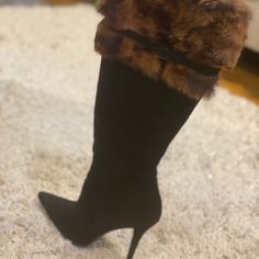 I Got These Boots Years Ago When They Were Limited Edition And The Company Made Few Pairs I Was Lucky To Get Them ! Real Fur On Top Of Suede Boots Very Good Condition Formal Winter Heels With Leather Sole, Winter Party Boots With Leather Sole, Elegant Winter Boots With Suede Lining, Winter Party Heeled Boots With Leather Sole, Elegant Winter Heeled Boots With Leather Sole, Winter Formal Suede Heels, Formal Winter Suede Heels, Elegant Suede Heels For Winter, Elegant Winter Suede Heels