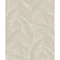 a beige wallpaper with large leaves on the top and bottom, in an ornate pattern