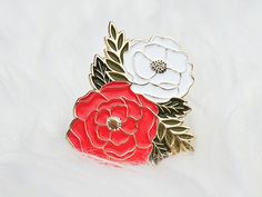 Pretty Peony & Anemone Enamel Lapel Pin! | Flower Pin | Flower Enamel Pin | Peony Pin | Plant Pin White Flower Enamel Pin For Wedding, Spring Flower Enamel Pin Gift, Spring Flower Enamel Pin As A Gift, Spring Flower Enamel Pin For Gift, White Flower Brooch As Gift, White Flower Brooch For Gift, White Flower Brooch As A Gift, White Flower Brooches For Gift, Rose Flower Brooch Gift