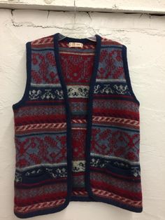 Saga Reine Schurwoole Vest Sz L/XL (no size tag) can be unisex Cool Sweater Vest, Cute Vests For Women, Grandpa Vest Outfit, Cozy Wool Sweater Vest For Winter, Casual Fair Isle Pattern Sweater Vest For Winter, Casual Fair Isle Sweater Vest For Winter, Casual Fair Isle Pattern Vest For Winter, Casual Fair Isle Vest For Winter, Blue Wool Vest For Winter