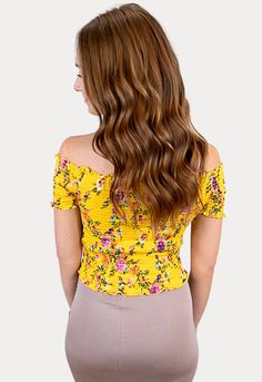 Image00024 Casual Yellow Off-shoulder Top, Yellow Fitted Off-shoulder Tops, Fitted Off-shoulder Yellow Tops, Floral Print Stretch Crop Top For Vacation, Vacation Crop Top With Floral Print And Stretch Fit, Stretch Floral Print Crop Top For Vacation, Stretch Floral Print Crop Top For Day Out, Stretch Yellow Tops With Floral Print, Spring Off-shoulder Stretch Crop Top