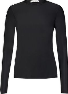 Long-Sleeved Swim T-Shirt Swim T Cover Clothing Sleek Long Sleeve Top With Thumbholes, Long Sleeve Tops With Thumbholes, Long Sleeve Tops With Thumbholes And Minimal Stretch, Long Sleeve Top With Thumbholes And Minimal Stretch, Black Sleek Tops With Thumbholes, Sporty Long Sleeve Top With Thumbholes, Black Long Sleeve Tops With Thumbholes, Stretch Solid Color Rash Guard With Crew Neck, Black Second-skin Long Sleeve Top