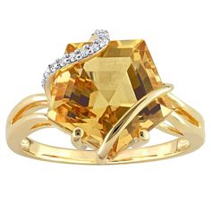 Featuring a fancy cut citrine beautifully accented with round-cut diamonds, this Stella Grace ring completes your stylish look. Featuring a fancy cut citrine beautifully accented with round-cut diamonds, this Stella Grace ring completes your stylish look. Metal: sterling silver Packaging: boxed Plating: 18k gold flash plated Width: 13.7 mm Finish: polishedSTONE DETAILS Stone type: citrine Total weight: 6 ct. Center stone size: 12 mm x 12 mm Shape: fancy cut Setting: channel, prongDIAMOND DETAILS Luxury Yellow Topaz Ring With Diamond Accents, Yellow Gold Citrine Diamond Ring With Accents, Yellow Gold Diamond Ring With Citrine Accents, Fine Jewelry Yellow Gold Topaz Ring With Diamond Accents, Elegant Yellow Rings With Diamond Accents, Formal Yellow Topaz Ring With Diamond Accents, Fine Jewelry Citrine Diamond Ring With Accent Stones, Fine Jewelry Citrine Topaz Ring With Accent Stones, Citrine Diamond Ring With Accent Stones In Yellow Gold