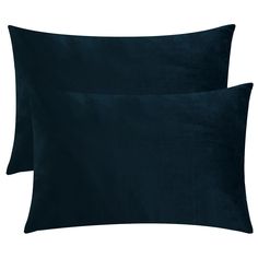 two dark blue pillows sitting on top of each other