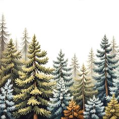 an image of a painting of trees in the woods