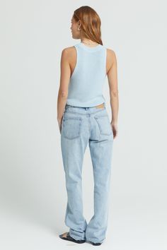 Our ribbed knit sleeveless top is the essential warm weather top. It's airy and shows just enough shoulder for a cool summer look. Ss 2024, Contemporary Wardrobe, Blue Springs, Cool Summer, Seoul Korea, Summer Look, Smart Casual, Summer Looks, Warm Weather