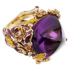 Dior Diorella Amethyst Yellow Gold Diamond Cocktail Ring 0002777 Yellow Gold Cocktail Ring, Diamond Cocktail Ring, Dior Jewelry, Gold Cocktail Ring, Gold Cocktail, Diamond Cocktail Rings, Wishful Thinking, Sapphire Diamond Ring, Amethyst Jewelry