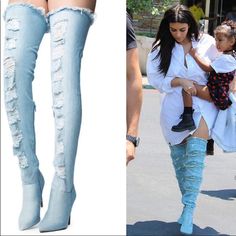 If U Bundle I Will Give Discounted Shipping Cute Distressed Light Blue Denim Sexy Thigh High Boots Super Adorable!!$125 No Trade On This Item Unless I Absolutely Need Something Not A Want A Need Thx *Stretch *Aprox 5” Stiletto *Pointy Toe *Side Zippers *Distressed Scruff Fashion Price Drop April 2023 Cash Buyers Only Fitted Denim Knee-high Boots, Blue Thigh-high Boots For Fall, Trendy Fitted Over-the-knee Bottoms, Fitted Over-the-knee Bottoms For Spring, Trendy Fitted Denim Blue Boots, Fitted Denim Blue Boots For Party, Denim Blue Party Boots, Fitted Denim Blue Party Boots, Fitted Denim Boots For Summer