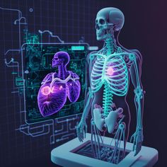 the human skeleton is shown in front of a computer screen with an x - ray image