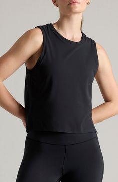 Stay cool and comfortable in this UPF-protective tank cut from a supersoft knit GoldFusion™ antimicrobial technology that keeps it fresh between washes. 21 1/2" length (size Medium) Jewel neck Moisture-wicking fabric engineered for dryness and comfort Chafe-free seamless construction for comfort UPF 50+ sun protection GoldFusion antimicrobial technology with gold nanoparticles is engineered to inhibit the growth of odor-causing germs and remains 99.9% effective for the lifetime of the garment 76 Jewel Neck, Designer Clothes For Men, Modern Outfits, Pullover Jacket, Stay Focused, Cami Tanks, Women's Summer Fashion, Stay Cool, Athletic Women