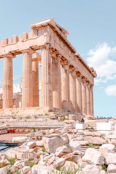 the part of an ancient temple with large columns