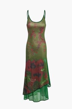 Floral Print Mesh Layer Slip Midi Dress Baddie Dresses, Visionary Fashion, Slip Midi Dress, Outerwear Trends, Media Screen, Future Outfit, Current Styles, Sheer Fabric, Knitwear Tops