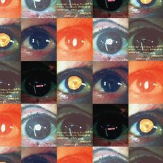 multiple images of an eye with different colored irises and the words i love you