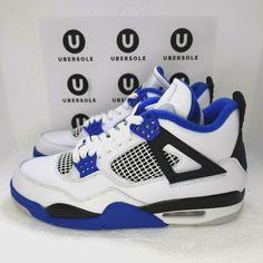 Size 8 - Jordan 4 Retro Motorsports 2017. Nike Jordan Collection Aesthetic, Jordan 4 Blue And Black, Blue Thunder 4s, Blue Jordans 4s, Jordan 4s Blue, Jordan 4 Bleu, Jordan Fours, Jordans Blue, Jordan 4 Women