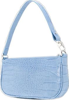 Trendy Blue Shoulder Baguette Bag, Trendy Blue Baguette Shoulder Bag, Trendy Blue Rectangular Baguette Bag, Trendy Blue Baguette Bag For Everyday, Elegant Blue Baguette Bag For Evening, Chic Blue Handheld Baguette Bag, Chic Blue Baguette Bag, Trendy Blue Satchel Baguette Bag, Elegant Blue Baguette Bag With Removable Pouch