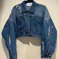 New With Tags Very Oversized Long Distressed Denim Jacket, Reworked Denim Jacket, Cropped Black Jacket, Reworked Denim, Dark Denim Jacket, Fashion Nova Jackets, Denim Jeans Ripped, Distressed Jean Jacket, Knit Denim