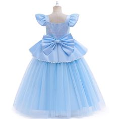 Girls Cinderella Inspired Princess Dress is the perfect addition to any little girl's wardrobe. Designed for ages 3-9, this dress is perfect for a variety of occasions including birthday parties, gift sets, costumes, and more. The Cinderella inspired design is sure to make your little one feel like a real-life princess, just like the beloved Kids Princess character. The dress features a beautiful design that adds a touch of magic to the overall look, making it a great choice for any Kids Princess-themed party or event. Made with high-quality materials, this Cinderella inspired dress is both comfortable and durable, ensuring your little one will be able to play and twirl in it for hours on end. Whether your little one is dressing up as Princess Cinderella for birthday party, or simply wants Fitted Princess Dress With Bow, Princess Style Tulle Dress With Bow, Spring Season Princess Style Pageant Dress, Spring Princess Style Pageant Dress, Princess Style Pageant Dress For Spring Dress-up, Blue Princess Tutu Dress With Bow, Blue Princess Dress With Bow For Dress-up, Princess Style Blue Tutu Dress With Bow, Cute Blue Princess Dress For Pageant