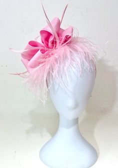 Easter Fascinator, Kentucky Derby Hat Fascinator, Pink, Hot Pink, Beige Ostrich Feather Headband, Wedding Fascinator Derby Fascinator Hat Feather Trim Mini Hats For Kentucky Derby Evening, Feather Fascinator For Royal Ascot, Fitted Party Headpiece With Ostrich Feathers, Pink Feather Trim Mini Hat For Evening, Pink Mini Hat With Feather Trim For Evening, Summer Party Hair Accessories With Feather Trim, Kentucky Derby Evening Mini Hat With Feather Trim, Ostrich Feather Mini Hat For Royal Ascot Races, Party Ostrich Feather Fascinator Hat