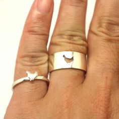 "Introducing Chicken Promise Ring. Are you a Chicken Lovers? It will make a great statement for you and your boyfriend or husband. Having this rings just fun and enjoyable between couple. You may get the rings in a set of two or as in one ring. You can also write your ring sizes on both ring in the order detail section upon purchase. Base Material: 925 Sterling Silver Men Ring Depth: 10mm (Approximately) Women Ring Depth: 6mm (Approximately) Metal Stamped: 925 Themes: Chicken, Animal Style: Wedd Unique Rings For Wedding On Valentine's Day, White Sterling Silver Ring For Anniversary Gift, Ring For Couple, Chicken Animal, Silver Men Ring, Promise Rings For Couples, Matching Ring, Chicken Lovers, Engagement Wedding Ring