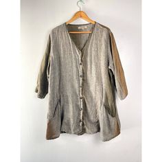 Flax 100% Linen Long Sleeve Button Down Shirt Lagenlook Relaxed Large 3/4 Sleeve. Condition Is Pre-Owned. Shipped With Usps Parcel Select Ground. Button Downs, Button Down Shirt, The Selection, Top Blouse, The 100, Blouses, Womens Tops, Long Sleeve, Red