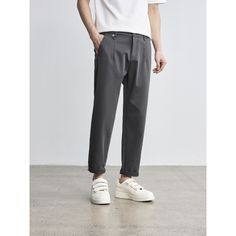 Double Twill Straight-Leg Casual Pants Fabric: 51.3% cotton +45.6% polyester+3.1% spandex Size: S, M, L, XL, 2XL, 3XL, 4XL Multiple Color Selections: Black, Khaki, Dark Gray  Season: Spring, Fall, Summer Baggy Solid Color Pants For Business Casual, Baggy Business Casual Pants, Solid Color Baggy Pants For Business Casual, Baggy Solid Pants For Business Casual, Baggy Solid Ankle-length Dress Pants, Gray Ankle-length Casual Harem Pants, Gray Casual Pants For Business Casual, Casual Gray Bottoms Solid Color, Casual Trousers Dress Pants In Solid Color