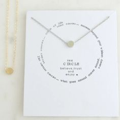 "The Circle" - This Unique Item Is Not Just Jewelry But A Powerful Message To Share With Someone You Care About. These Messages Bring Hope, Love, Balance, Faith, Strength, Magic, And More! Details: Chain Measures 16" With A 2-Inch Extender. Silver Tone. Hope Love, The Circle, Jewelry Packaging, Dainty Jewelry, Art Shop, Womens Jewelry Necklace, Silver Tone, Jewelry Necklaces, Unique Items Products