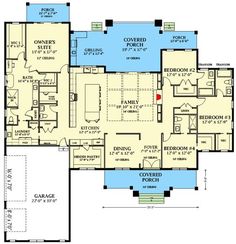 the floor plan for a house with two master suites and an attached garage area, which is