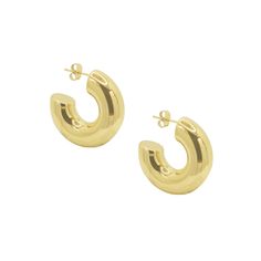 A statement piece that is simple and chunky. This butterfly back design is a modern take on the classic hoop earring. Materials: 316L stainless steel with 14k gold platedFinished PVD plating to ensure the colour and shine will last! Dimensions: Width: 11mm Size: 30mmWeight: 13g/pair20 Gauge - 0.8Butterfly Back Quality Assurance: Tarnish Free HypoallergenicSkin-friendly Types Of Piercings, Lobe Piercing, Daith Piercing, Jewelry Post, Lip Ring, Belly Button Piercing, Conch Piercing, Tragus Piercings, Septum Piercing