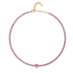 Le Cercle Pink Sapphire Tennis Necklace - Nadine Aysoy Sapphire Tennis Necklace, Tennis Necklace, Rough Diamond, Change Your Mind, Pink Sapphire, A Heart, Semiprecious Stones, Time Piece, Precious Stones