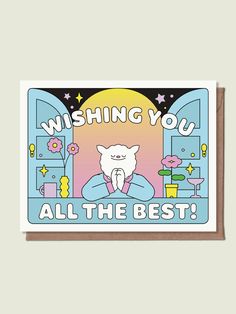 a card with the words wishing you all the best