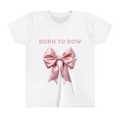 Kids will love this custom youth short sleeve tee. This lightweight side-seamed shirt maximizes comfort all day long. Casual Short Sleeve T-shirt With Pink Bow, Cute Pink T-shirt With Bow, Cute Pink T-shirt With Custom Print, Summer T-shirt With Bow And Short Sleeves, Summer Bow T-shirt With Short Sleeves, Summer Short Sleeve T-shirt With Bow, White Crew Neck T-shirt With Bow, Summer Bow Detail Short Sleeve T-shirt, Cute Pink T-shirt With Sublimation Print