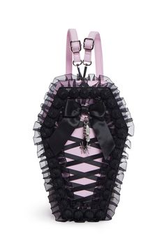 Sugar Thrillz Cake Coffin Backpack With Charms Pastel Goth Spooky - Pink Pink Goth Accessories, Gothic Party Bag With Zipper Closure, Pastel Goth Clothing, Pink Goth Outfits, Decorative Frosting, Vampire Ocs, Vampires Kiss, Coffin Backpack, Yami Kawaii Fashion